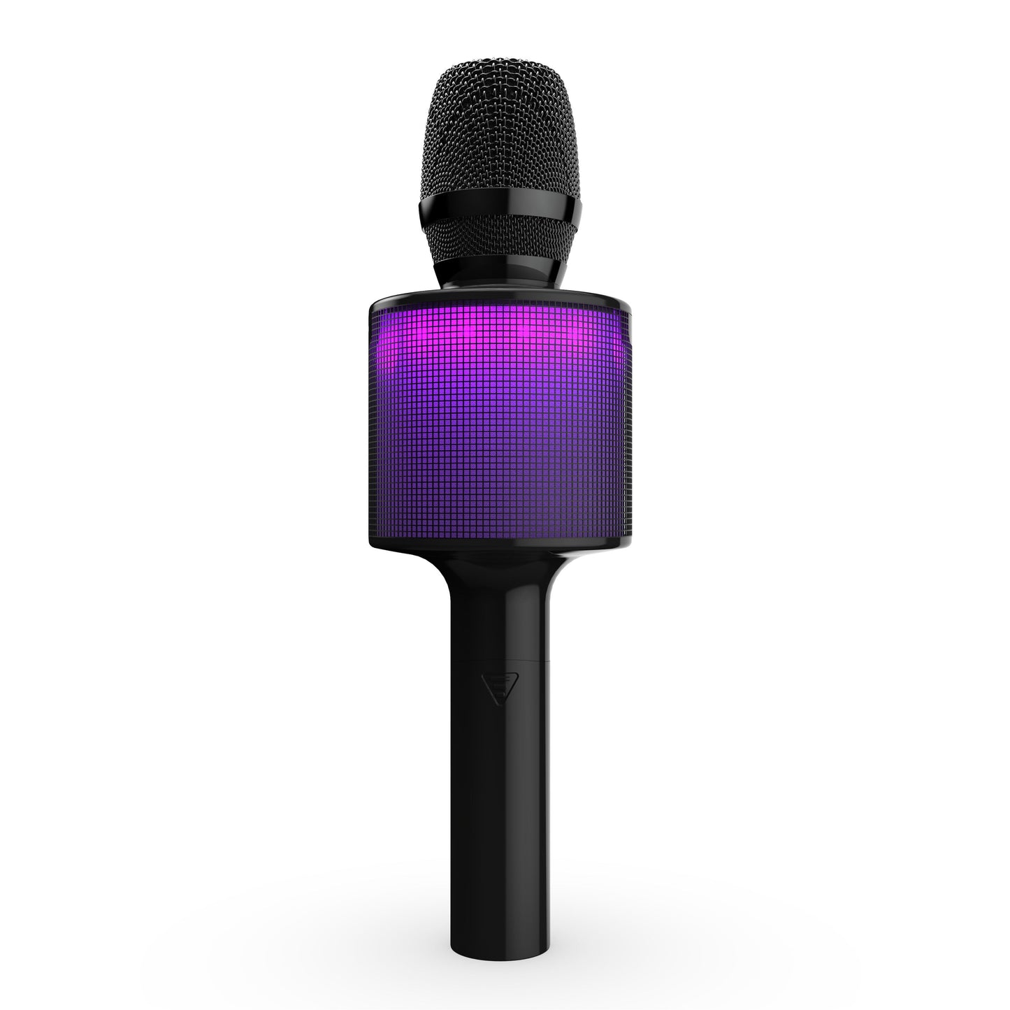 Rubicson Karaoke mikrofon med højttaler, sort trådløs, indbygget højttalergrill med lilla/lyserøde LED-lys, Bluetooth 5.0.
