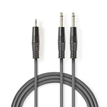 Adapterkabel 3 m sort med 1x 3,5 mm stereo hanstik til 2x 6,3 mm mono hanstik.