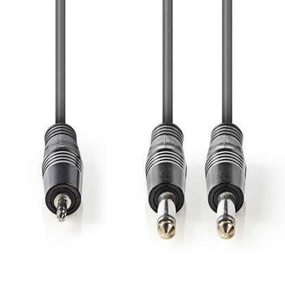 Nedis adapterkabel 2x 6,3 mm til 3,5 mm stereo, længde 3 m, til 6,3 mm stik i den ene ende og et 3,5 mm jack i den anden.