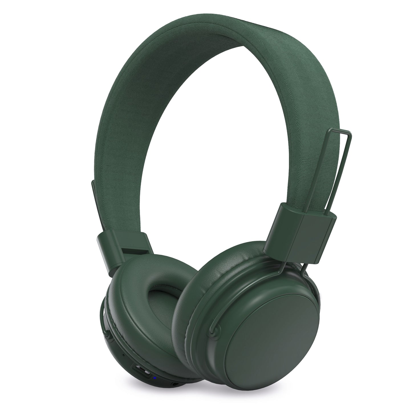 Trådløse on-ear hovedtelefoner grøn, uden synligt logo, blødt polstrede ørepuder og hovedbøjle, Bluetooth 5.3.