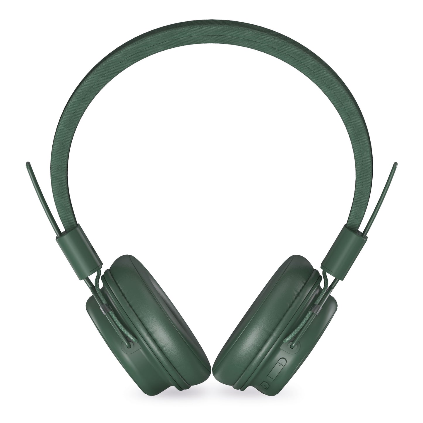 Trådløse on-ear hovedtelefoner grøn, polstrede ørepuder og hovedbøjle, Bluetooth 5.3, kontrolknapper på ørekop.