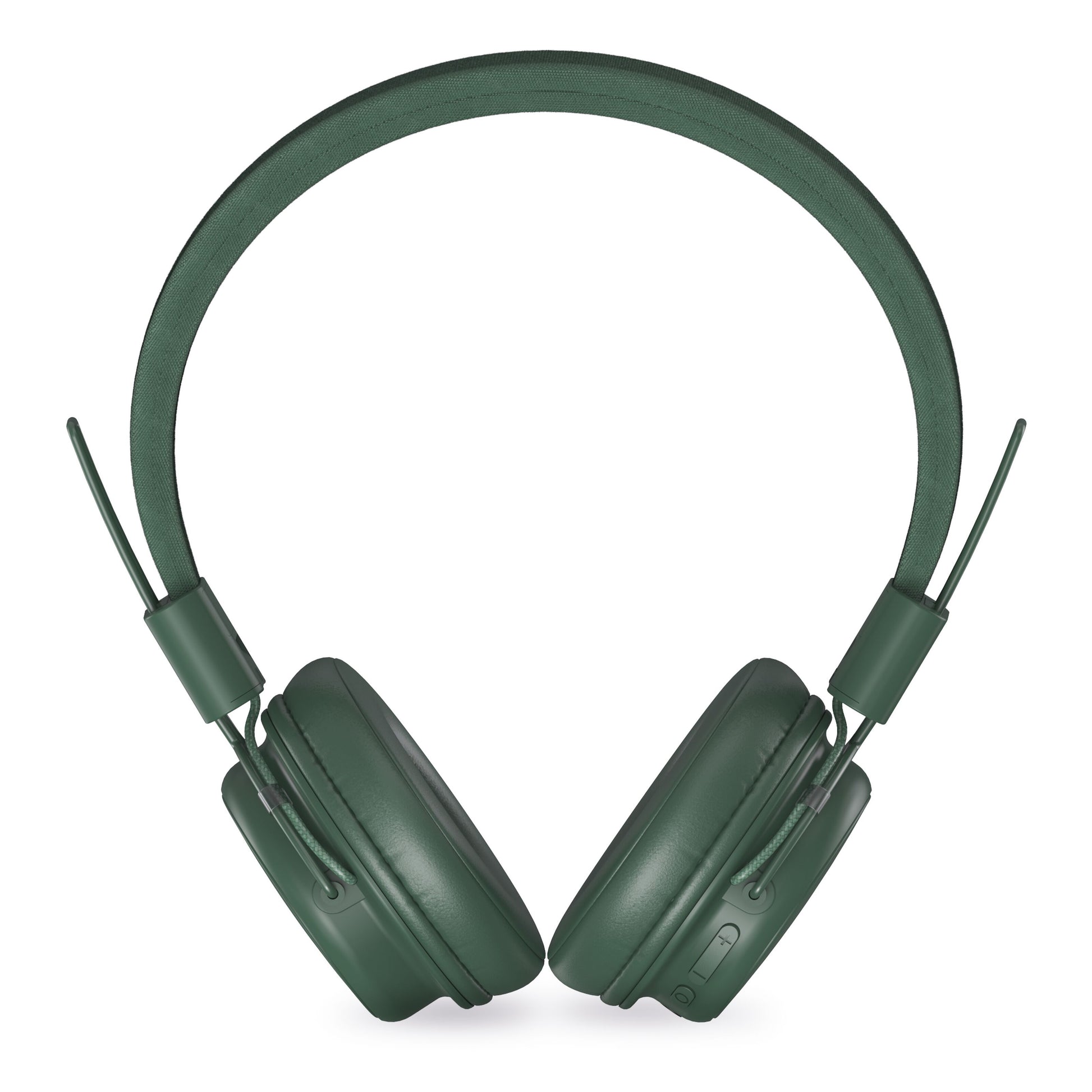 Trådløse on-ear hovedtelefoner grøn, polstrede ørepuder og hovedbøjle, Bluetooth 5.3, kontrolknapper på ørekop.