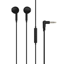 Linocell høretelefoner med mikrofon, sort, 3,5 mm stik, in-line fjernbetjening og vinklet lydstik.
