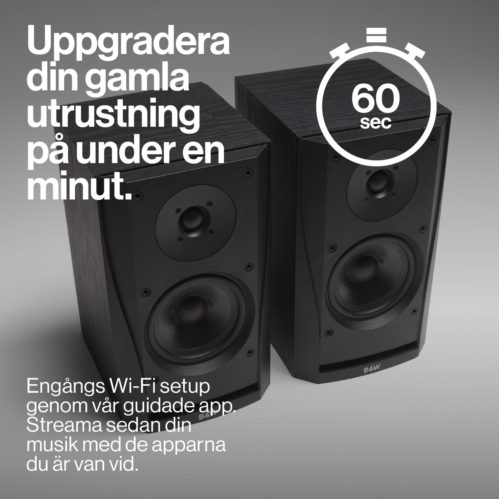 Til Atonemo Streamplayer netværksstreamer sort, svensk tekst Wi-Fi opgradering på 1 min via app, AirPlay-adapter ikon.