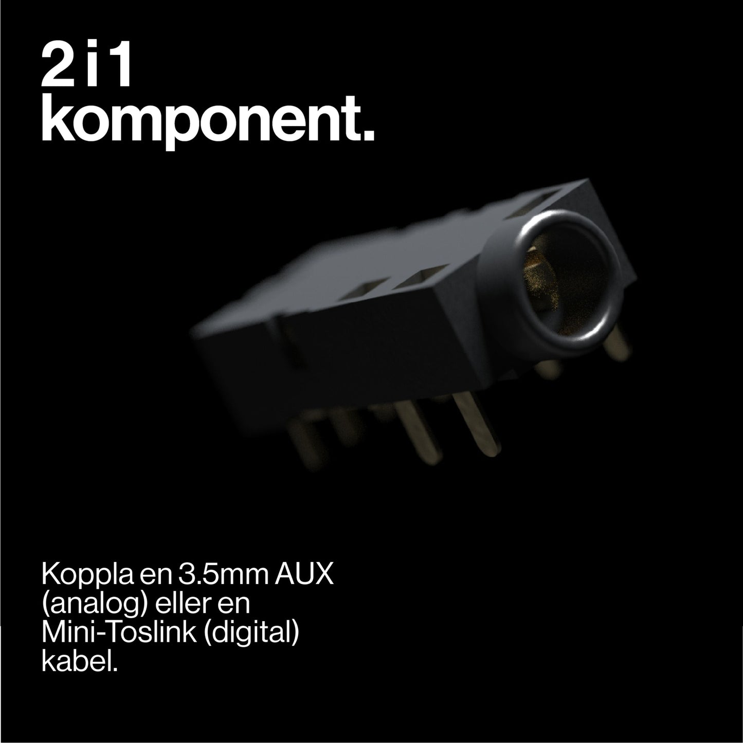 Atonemo Streamplayer netværksstreamer Sort, sort jack med guldbelagte pins, AirPlay-adapter via 3,5 mm AUX/Mini-Toslink, 2 i 1.