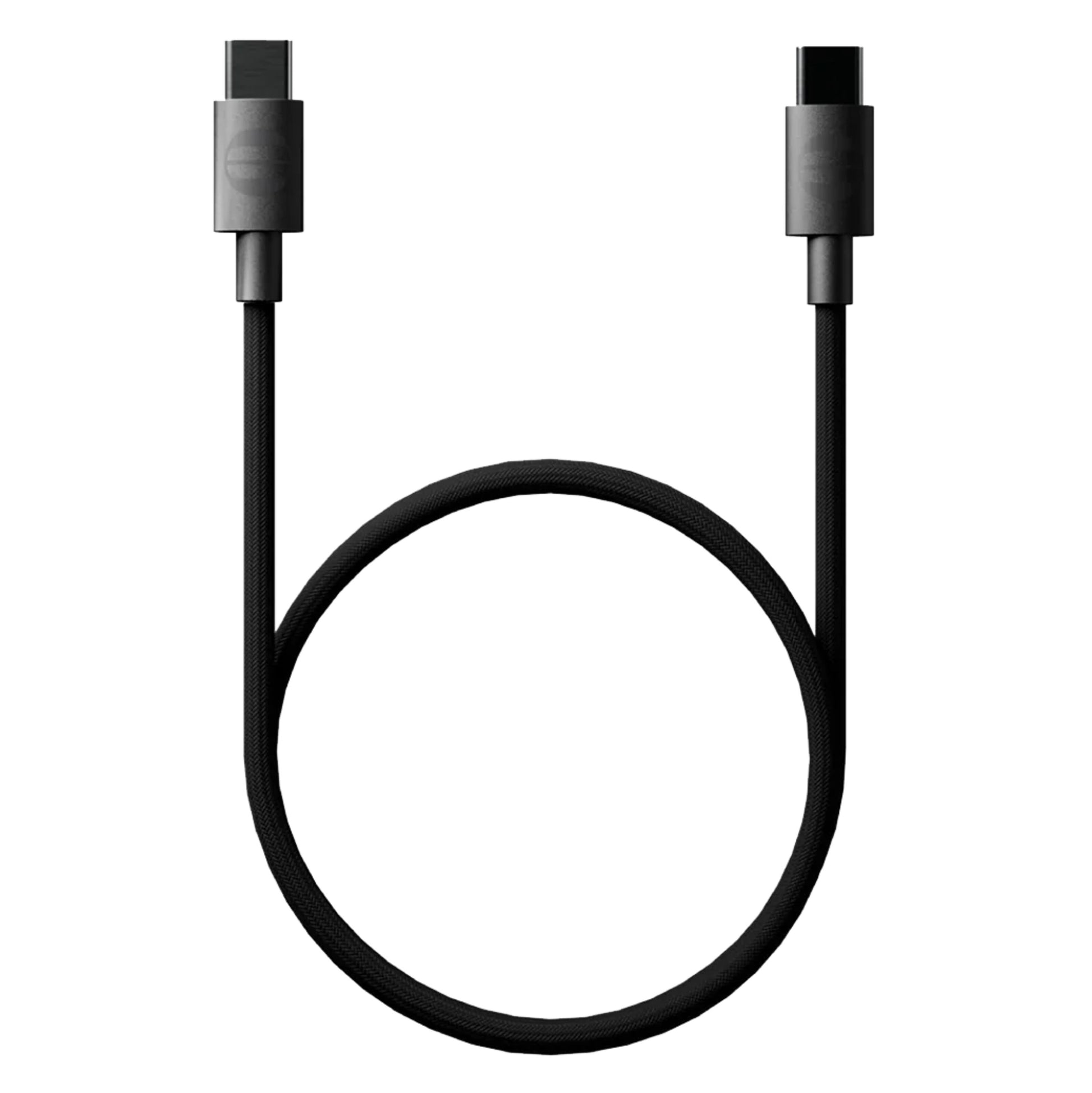 Sort flettet USB-C til USB-C-kabel med mørkt metalstik, kompatibel med Atonemo Streamplayer netværksstreamer eller AirPlay-adapter.