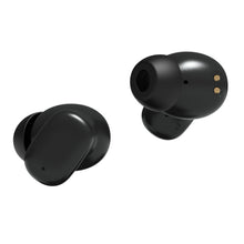Nomadelic Solo 300 True Wireless øretelefoner sort med synlige opladningskontakter og aktiv støjreduktion.