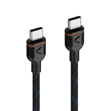 Unisynk magnetisk USB-C kabel 1 m, sort flettet med orange detaljer, teksturerede stik, MagRoll magneter, 240 W opladning.