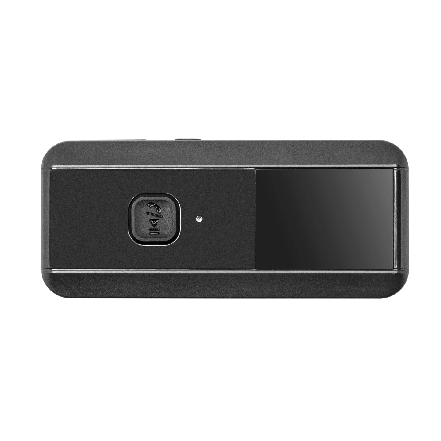 Bluetooth 5.3 HiFi musik modtager/sender, sort rektangulær adapter med USB-port, indikatorlys og blankt display.