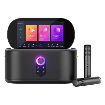 Ikarao Shell S1 bærbar karaokemaskine 10,1" HD-touchskærm, Wi-Fi-højttaler, LED-knap, til trådløse mikrofoner.