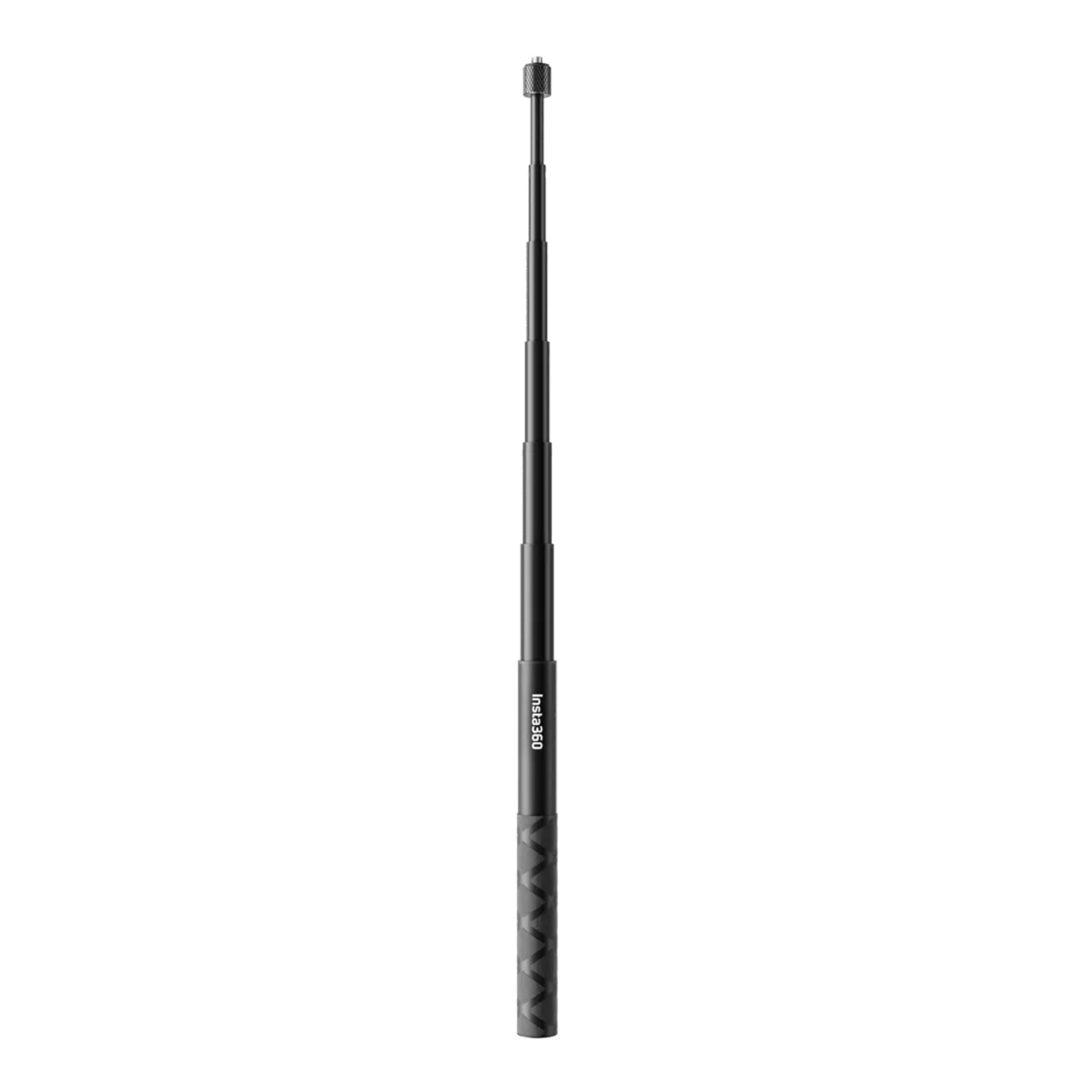 Insta360 Invisible Selfie Stick, sort, tekstureret greb, telefonholder, passer til 360 kamera-tilbehør.