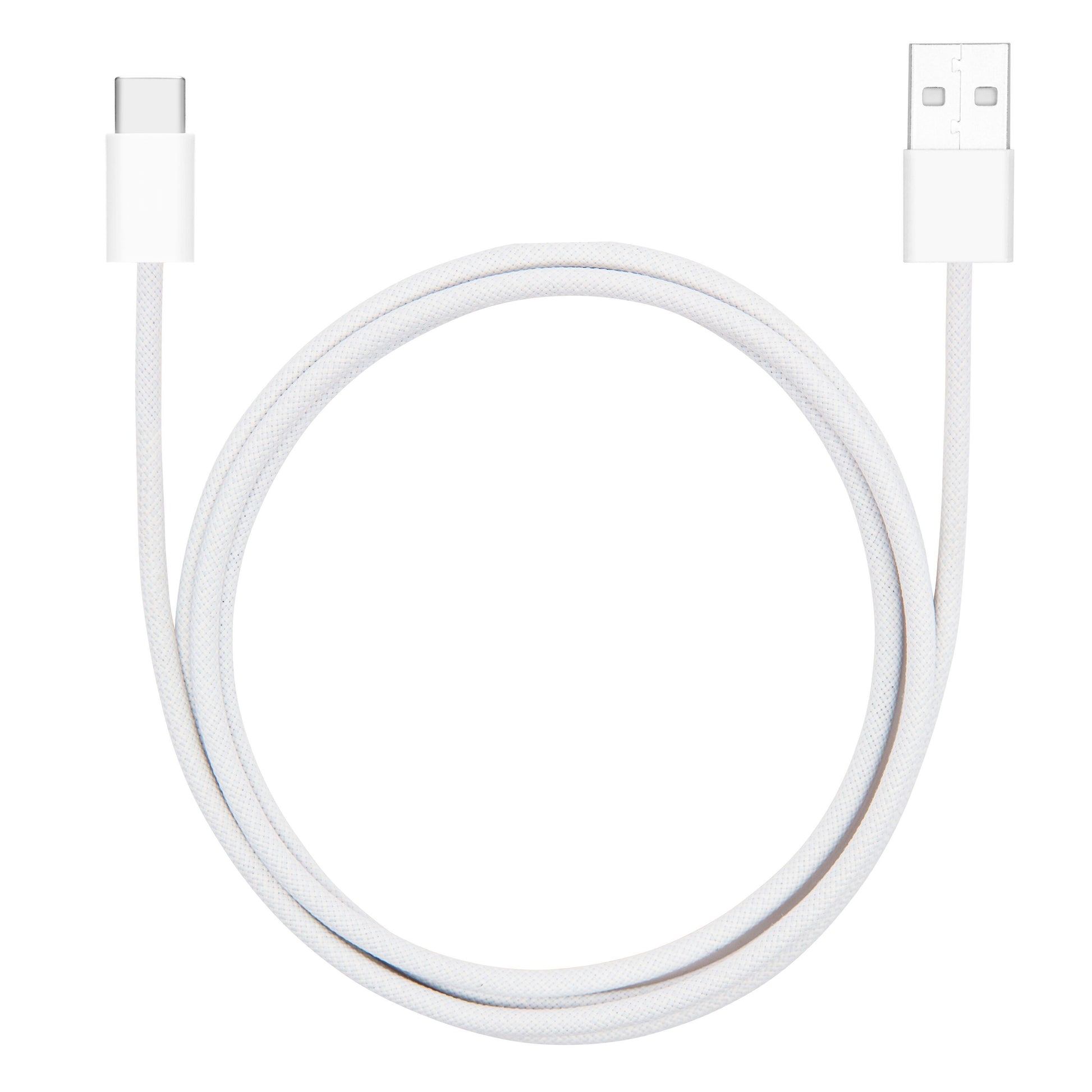 Linocell USB-A til USB-C 2.0 kabel 1 m hvid flettet design.