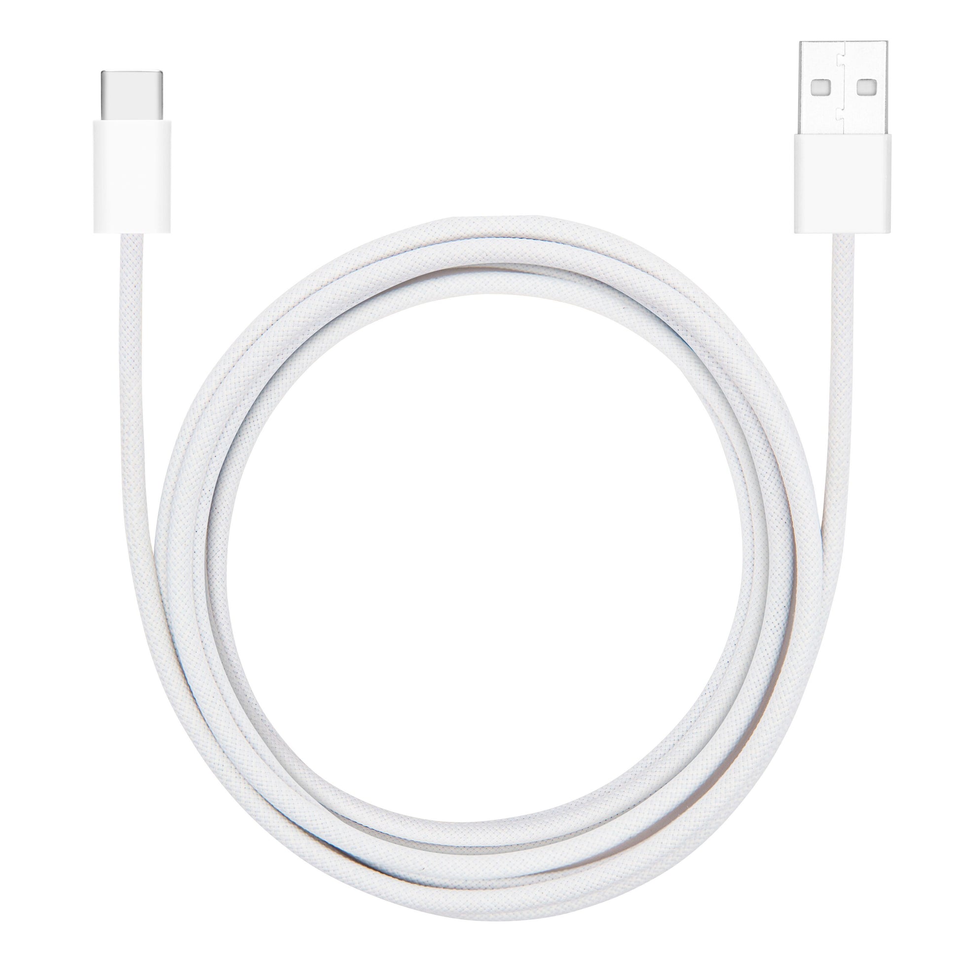 Flettet USB-A til USB-C 2.0-kabel 2 meter hvid.
