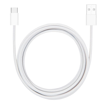 Flettet USB-A til USB-C 2.0-kabel 2 meter hvid.
