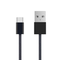 Linocell Flettet USB-A til USB-C 2.0-kabel - Sort - 2 m