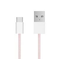 Linocell Flettet USB-A til USB-C kabel - Lyserød 2 m