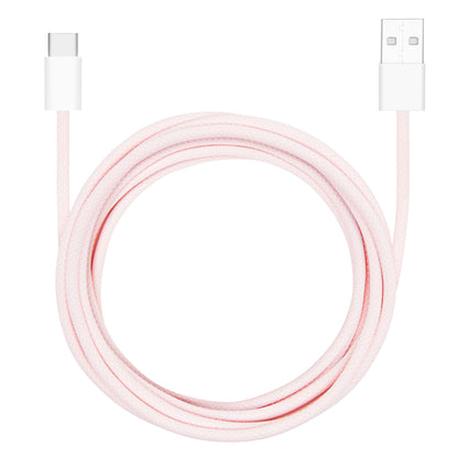 Flettet USB-A til USB-C kabel 2 m lyserød 60 W.