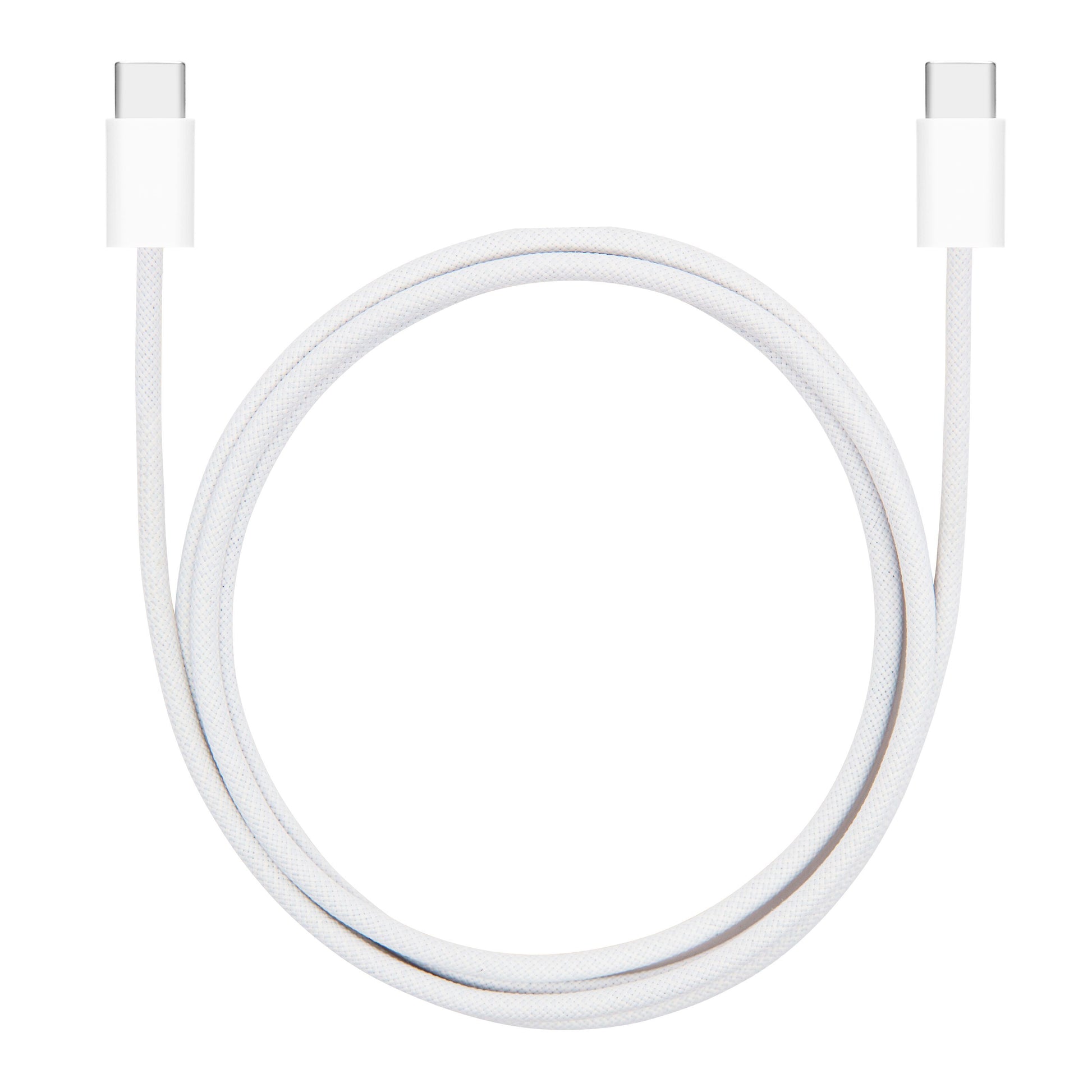 USB-C 2.0 flettet kabel 60 W 1 m hvid til opladning og dataoverførsel.