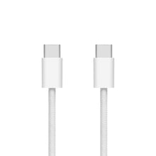 Flettet USB-C 2.0 kabel 2 m 60 W hvid med til synlige USB-C stik.