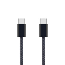 Linocell flettet USB-C 2.0 kabel, sort, 2 meter, metalstik, til kabler stående.