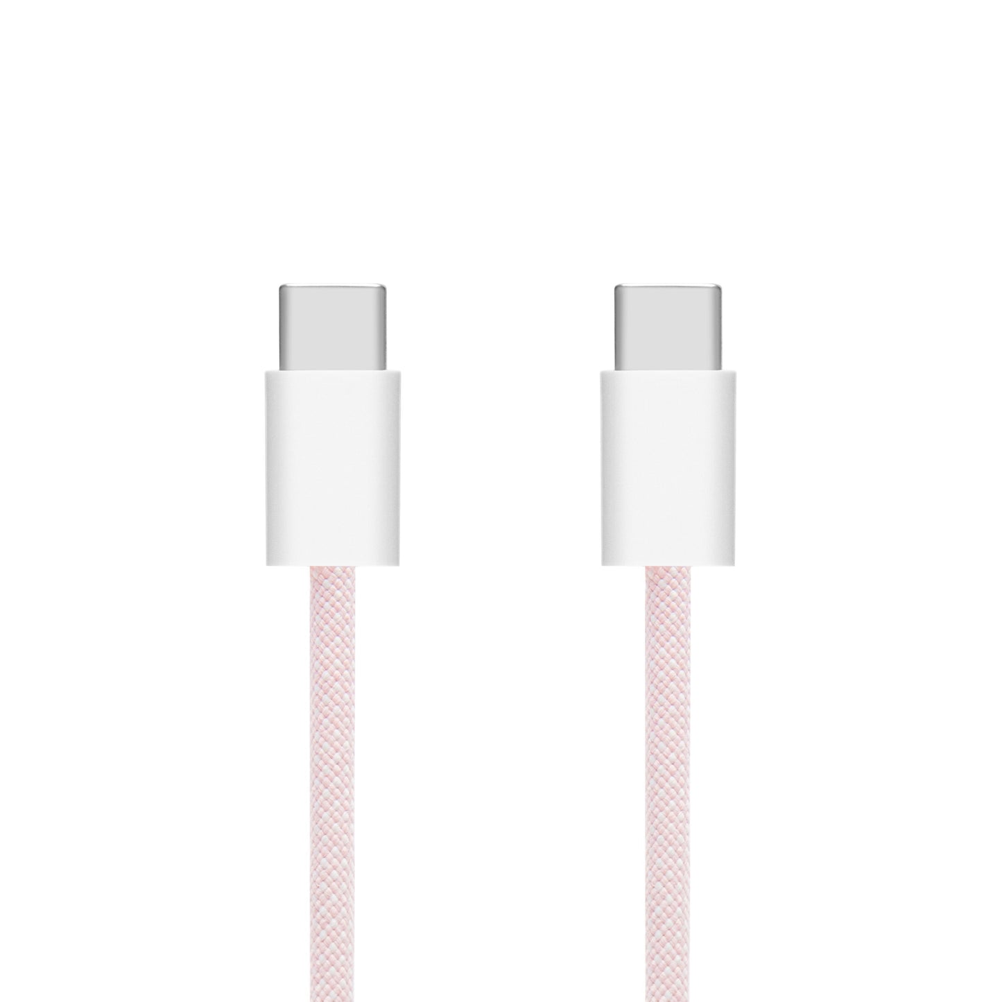 2 stk. Linocell flettet USB-C 2.0-kabel, lyserød, 2 m, understøtter 60 W hurtig opladning.