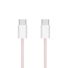 2 stk. Linocell flettet USB-C 2.0-kabel, lyserød, 2 m, understøtter 60 W hurtig opladning.