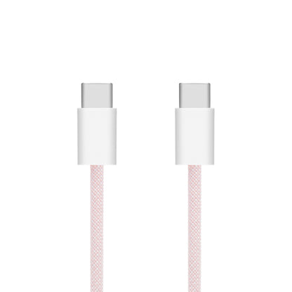 2 stk. Linocell flettet USB-C 2.0-kabel, lyserød, 2 m, understøtter 60 W hurtig opladning.