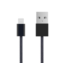Linocell flettet USB-A til Lightning-kabel 0,5 m MFi-certificeret slidstærk konstruktion sort.
