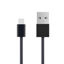 Flettet USB-A til Lightning-kabel, MFi-certificeret, sort, 1 meter, kompatibel med iPhone.