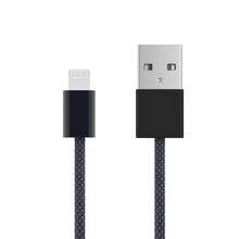 Flettet USB-A til Lightning kabel, MFi-certificeret, sort, 2 m, til iPhone og Apple-enheder med Lightning-port.