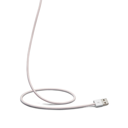 Linocell USB-A til Lightning kabel 1m lyserød, flettet stoflook, løst rullet, MFi-certificeret.