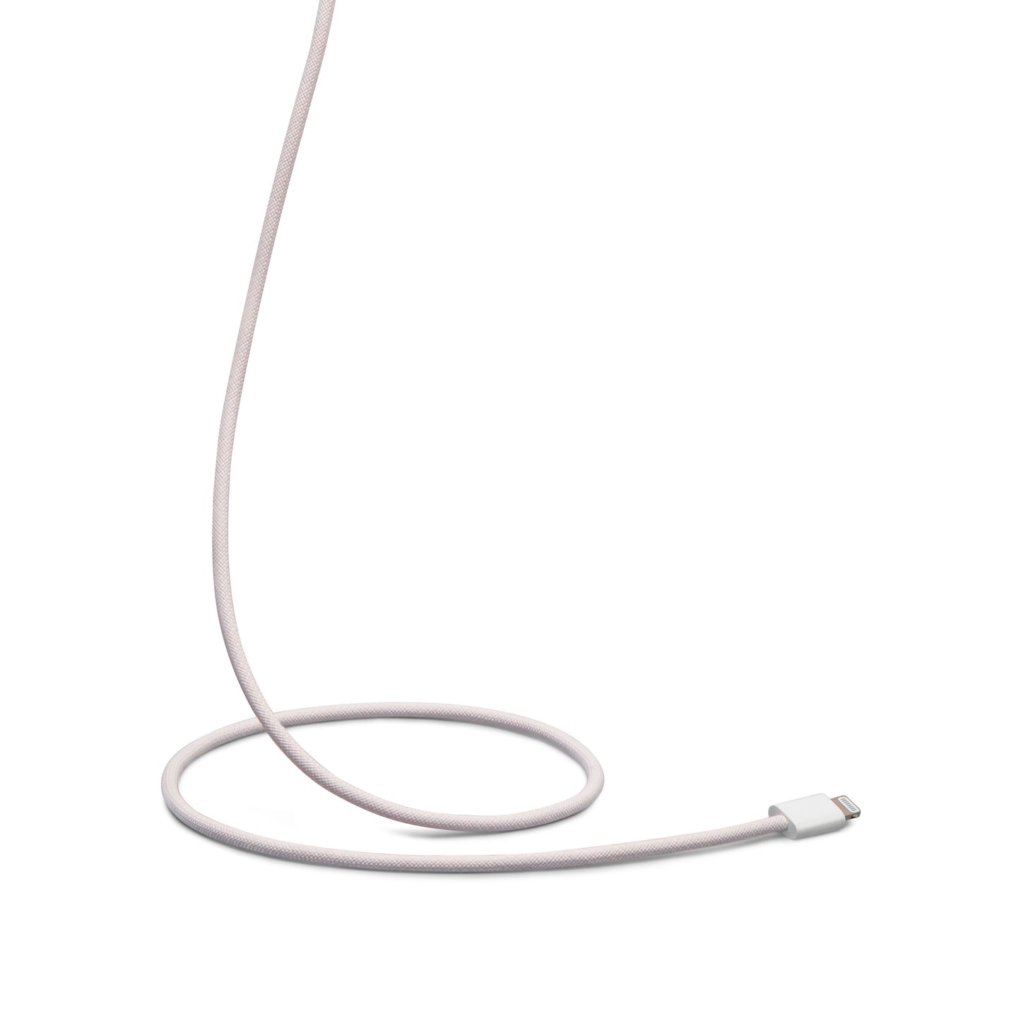 Linocell flettet USB-A til Lightning-kabel, MFi-certificeret, lyserød, 1 m.