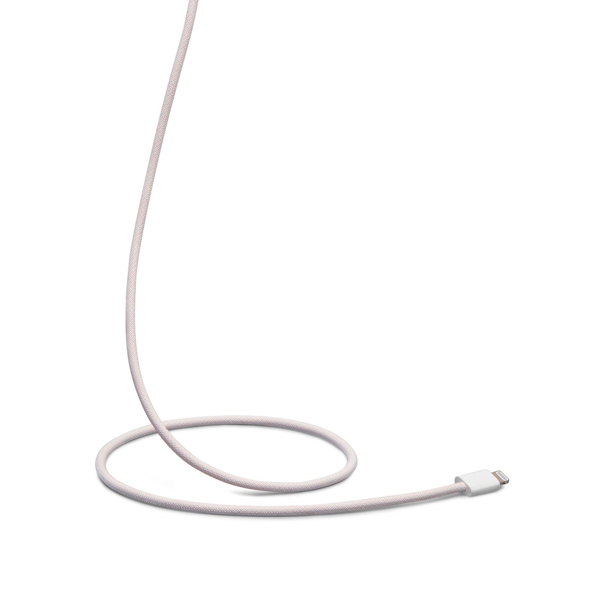 Linocell flettet USB-A til Lightning-kabel, MFi-certificeret, lyserød, 1 m.