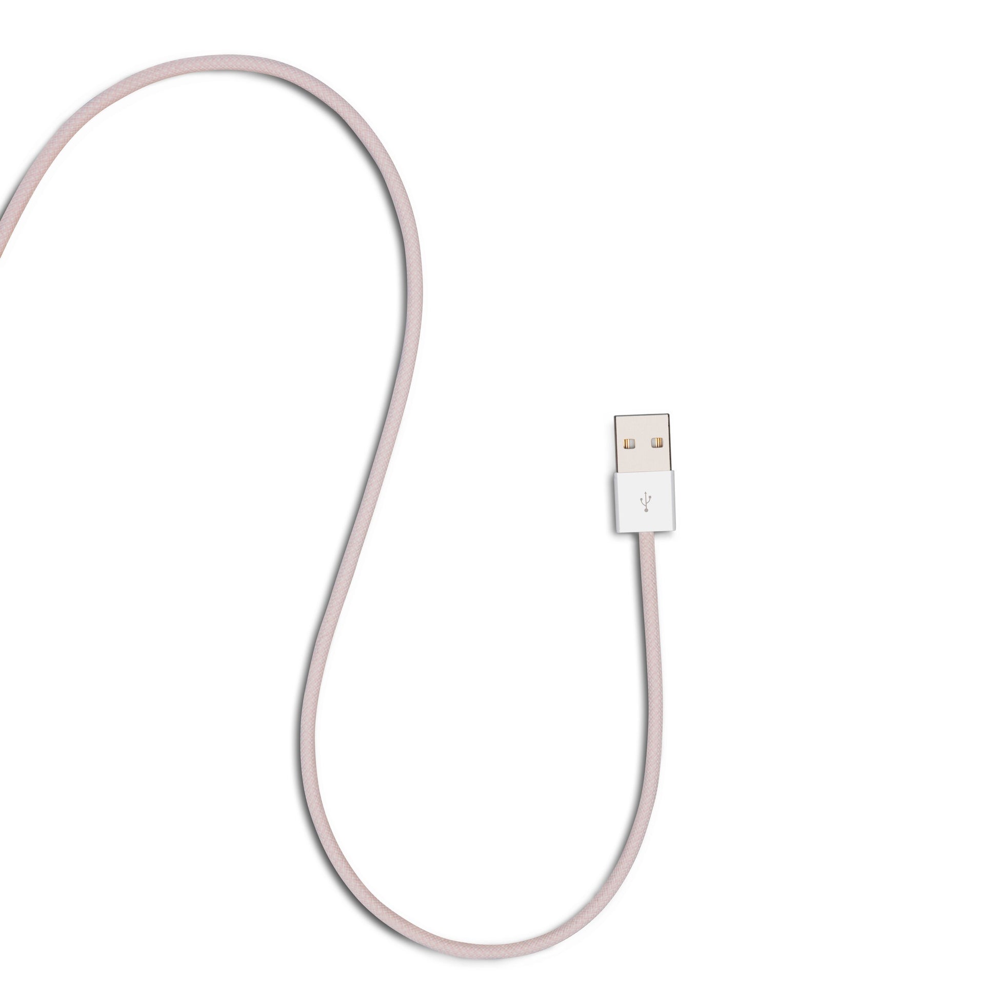 Linocell flettet USB-A til Lightning-kabel 2m MFi lyserød.
