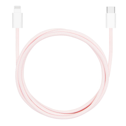 Flettet USB-C til Lightning-kabel, lyserød, 1 m, MFi-certificeret.