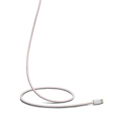 Flettet USB-C til Lightning-kabel, lyserød, 1 m, delvist oprullet, MFi-certificeret.