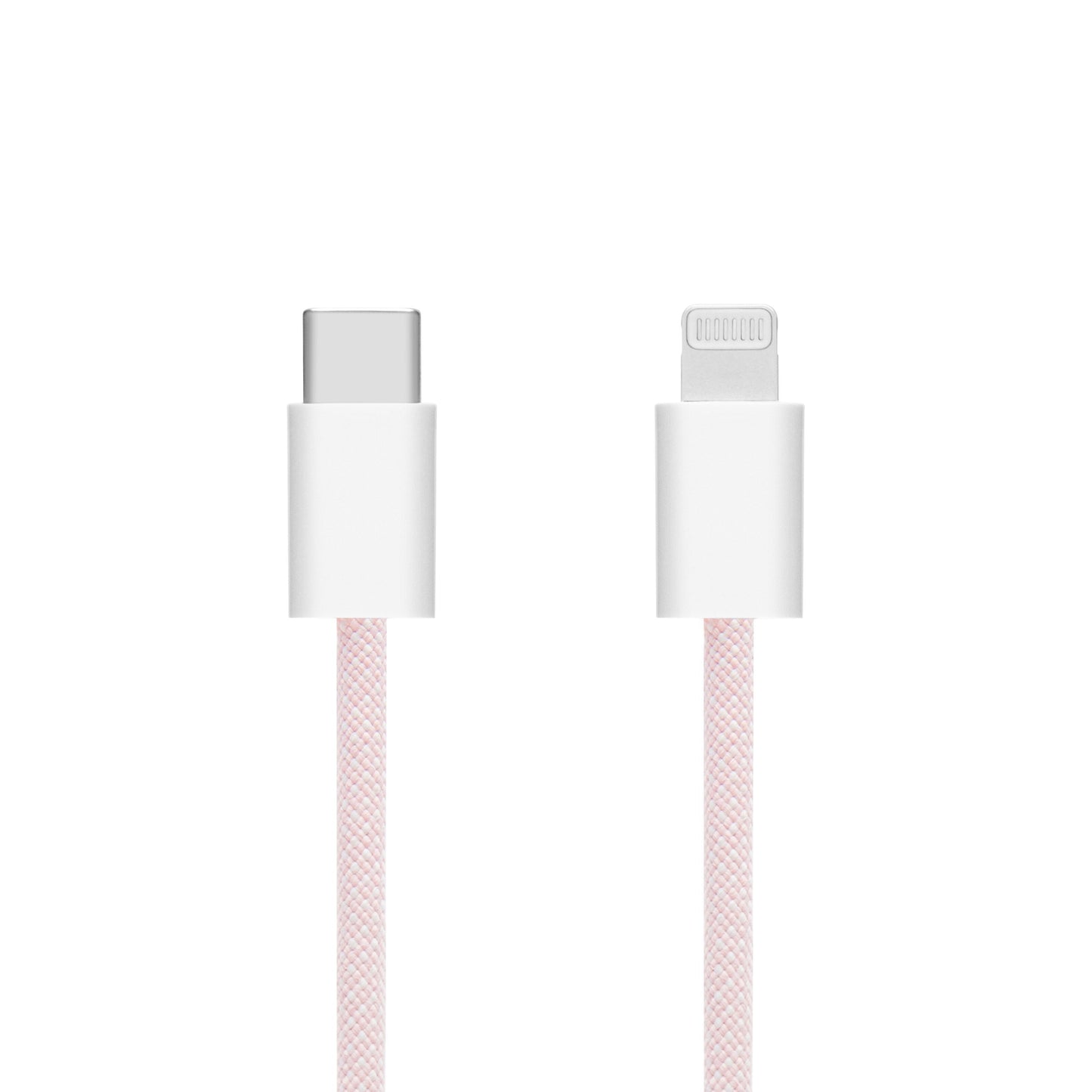 MFi-certificeret flettet USB-C til Lightning-kabel 2 m lyserød.