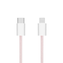 MFi-certificeret flettet USB-C til Lightning-kabel 2 m lyserød.