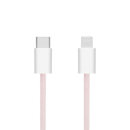MFi-certificeret flettet USB-C til Lightning-kabel 2 m lyserød.
