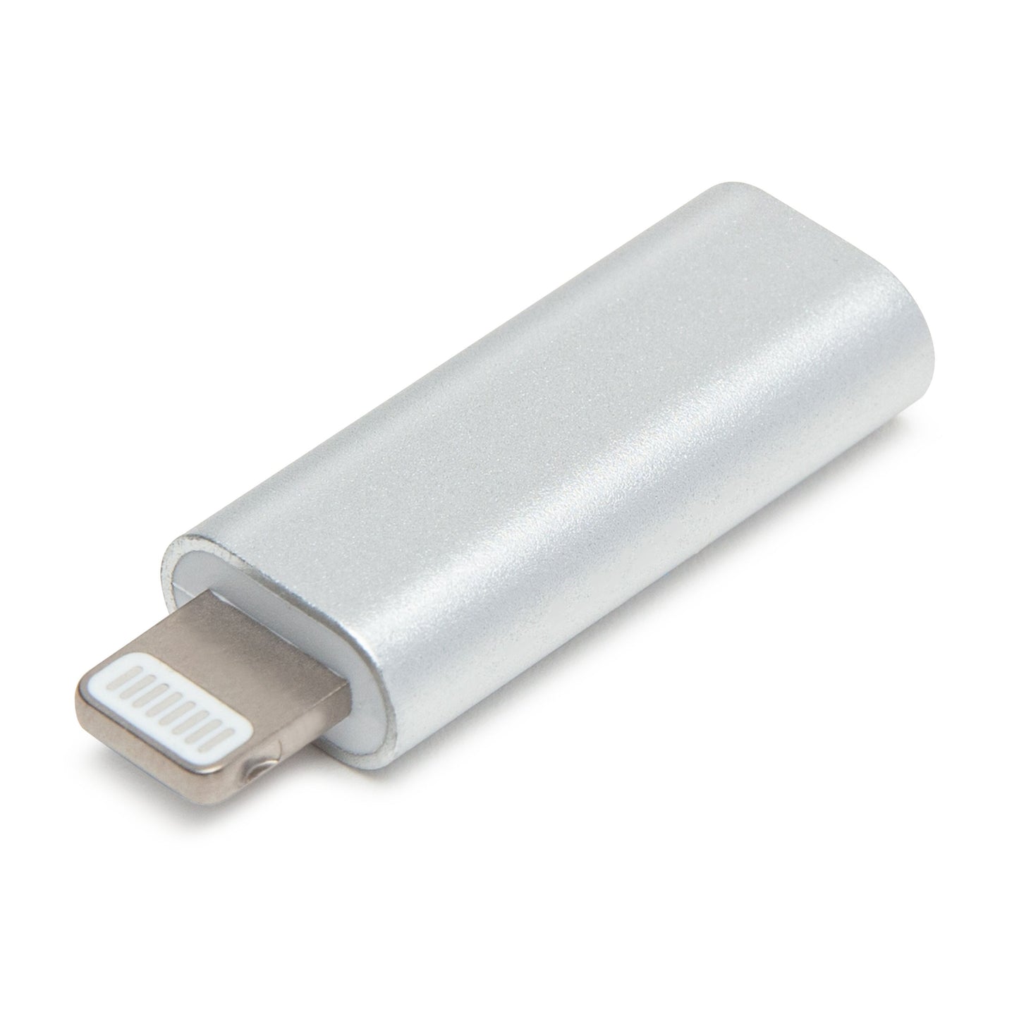USB-C til Lightning-adapter, sølv, Lightning-stik synligt til smartphones og tablets.