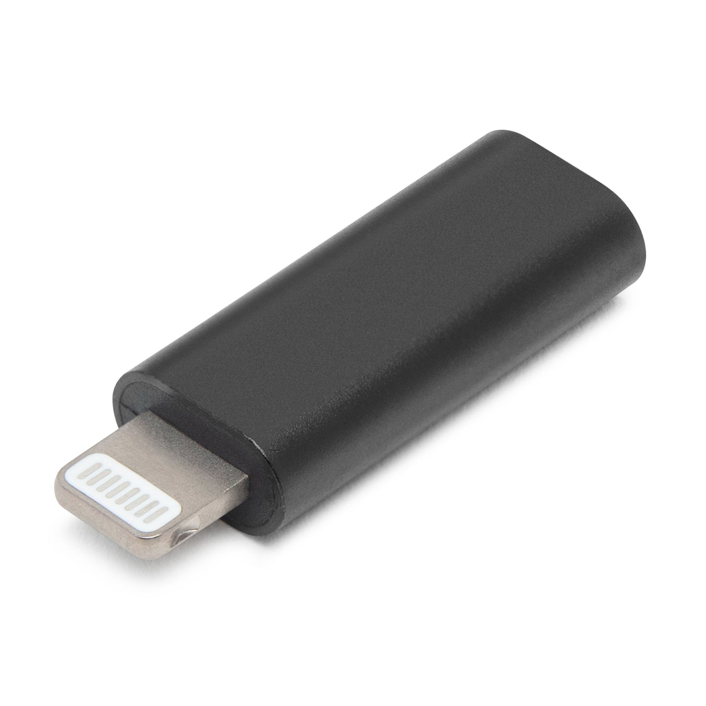 USB-C til Lightning-adapter sort, MFi-certificeret, kompatibel med Apple-enheder.
