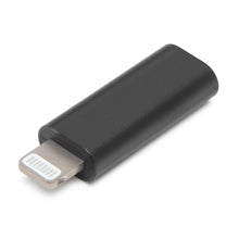 USB-C til Lightning-adapter sort, MFi-certificeret, kompatibel med Apple-enheder.