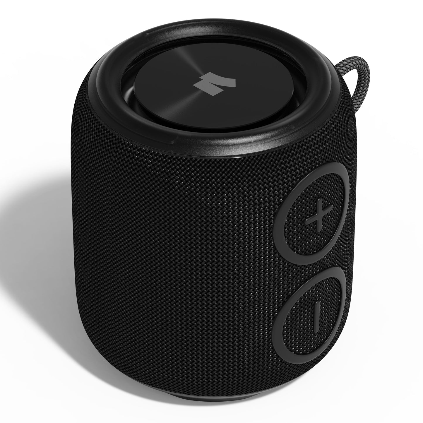 Nomadelic Loud 705 Bluetooth-højttaler sort, Bluetooth 5.0, sideknapper, metallisk top med logo, stofmesh, IPX7 vandtæt.