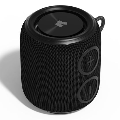 Nomadelic Loud 705 Bluetooth-højttaler sort, Bluetooth 5.0, sideknapper, metallisk top med logo, stofmesh, IPX7 vandtæt.