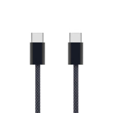 USB-C 2.0 flettet kabel, sort, 1 m, til dataoverførsel og opladning op til 240 W.