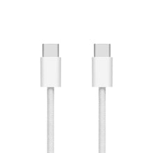 USB-C 2.0 flettet kabel 1 m hvid med USB-C til USB-C-stik, understøtter opladning op til 240 W.