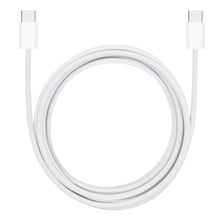 USB-C 2.0 kabel, flettet, spiraldesign, 1 m, hvid, op til 240 W opladning.