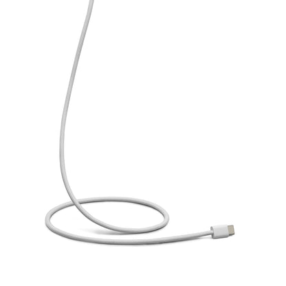 USB-C 2.0 flettet kabel 1 m hvid med synligt USB-C-stik opladning op til 240 W.