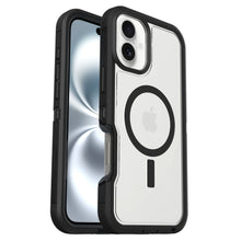 Otterbox Defender XT Dark Side cover til iPhone 16 Plus, sort MagSafe-ring, Apple-logo, stød- og faldsikker.