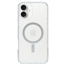 Otterbox Symmetry MagSafe cover til iPhone 16 Plus klar, viser Apple-logo, passer til dobbelt kamera, understøtter MagSafe.